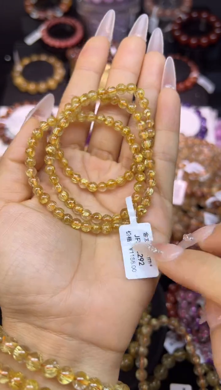 未镶嵌手串水晶金发晶三圈5.2mm
