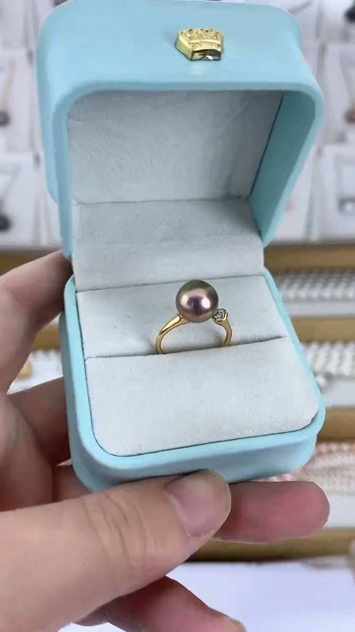 【闪购商品】淡水珍珠戒指未镶嵌天然极光珍珠紫绿色戒指