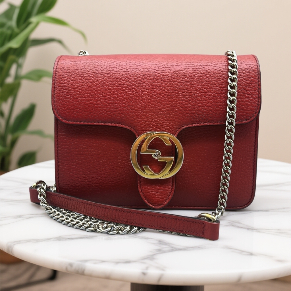 95新 GUCCI/古驰 红色斜挎包1647 1754