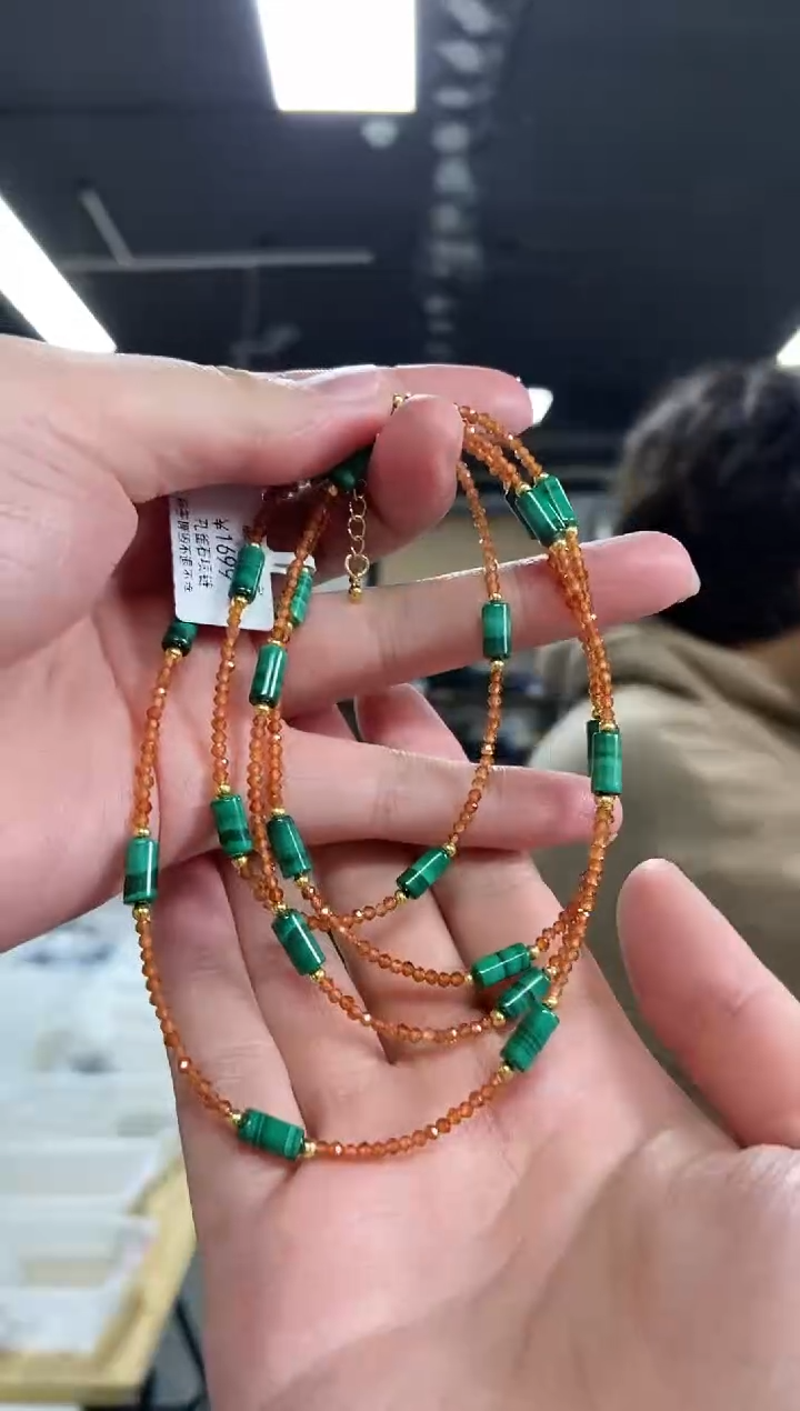 【闪购商品】孔雀石项链未镶嵌多样性发其一颜色微差