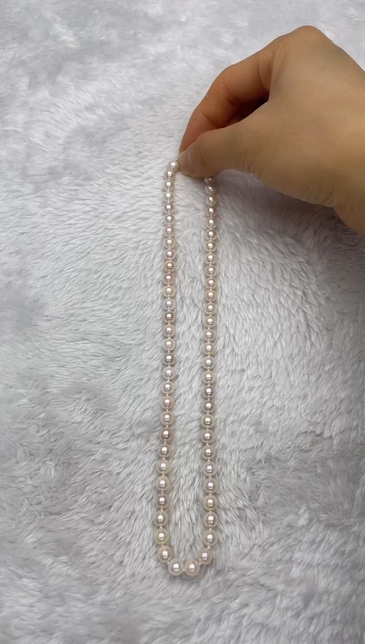 项链银S925镶嵌海水珍珠AK糖果6.5-7mm