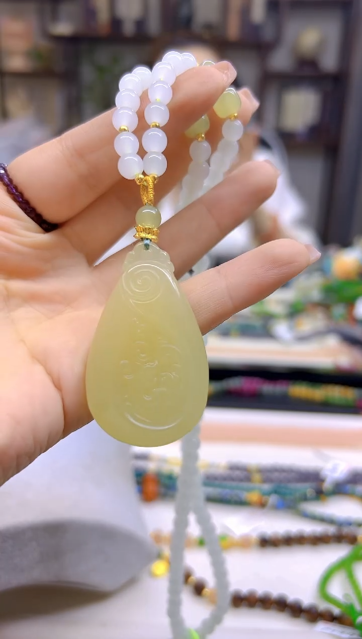 和田玉未镶嵌毛衣链DIY款M748