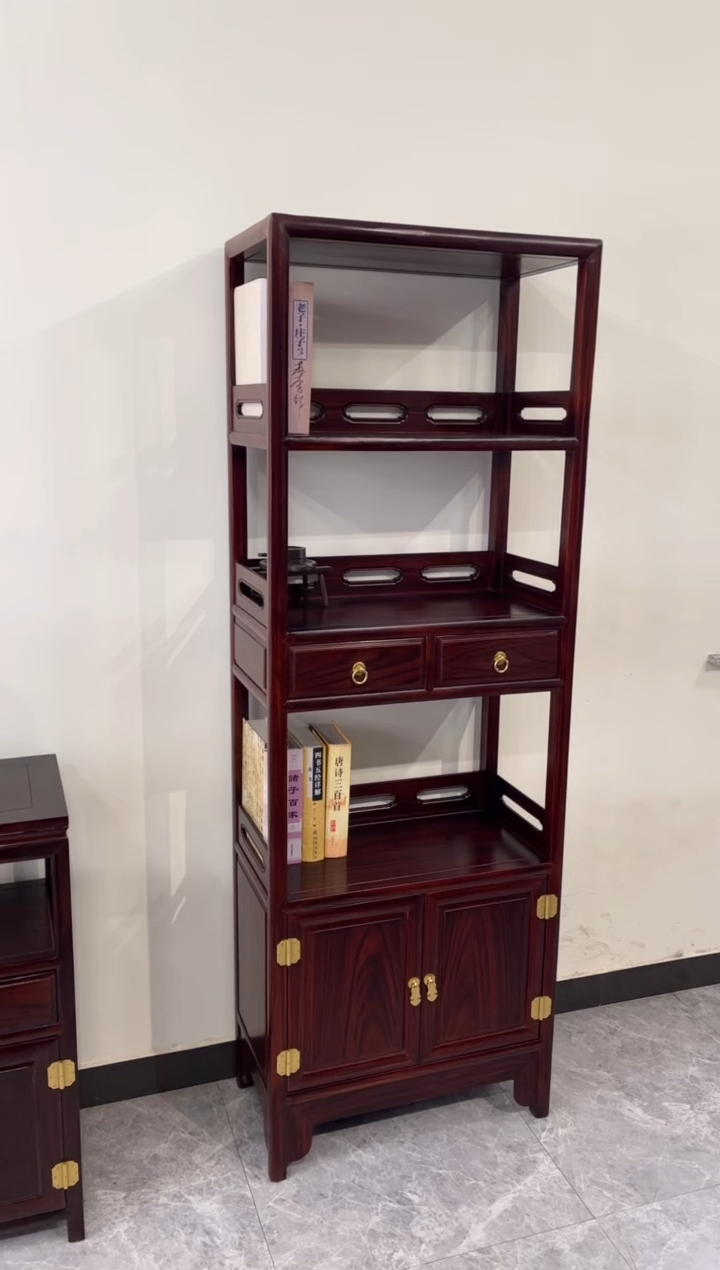 黑酸枝木类成套家具书架63-33-178