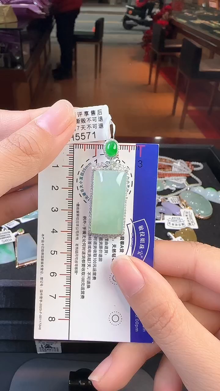 【闪购商品】翡翠颈饰18K金镶嵌H5571冰无事牌