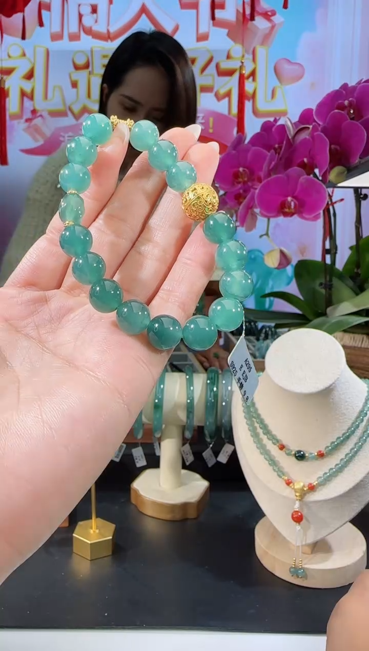 【闪购商品】翡翠手串银S925镶嵌手串