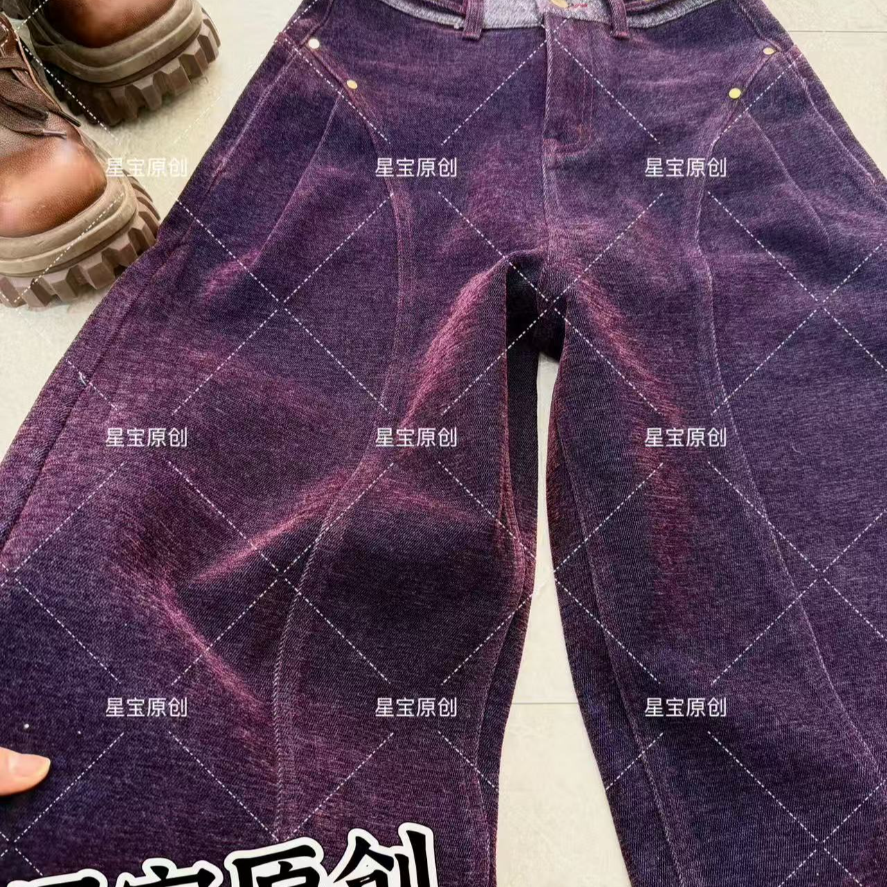 【星宝专属】9139阔腿宽松植绒冬款高级感慵懒风垂感牛仔裤