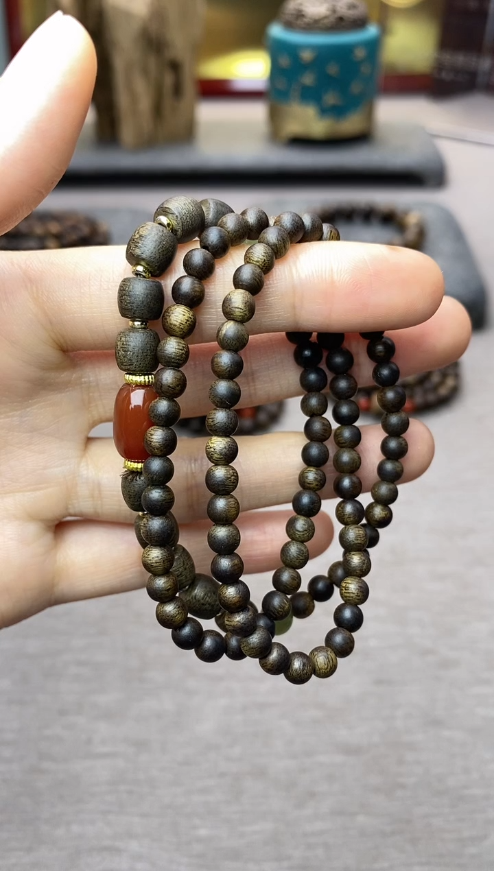 【闪购商品】沉香手串白棋04+紫棋06三圈设计