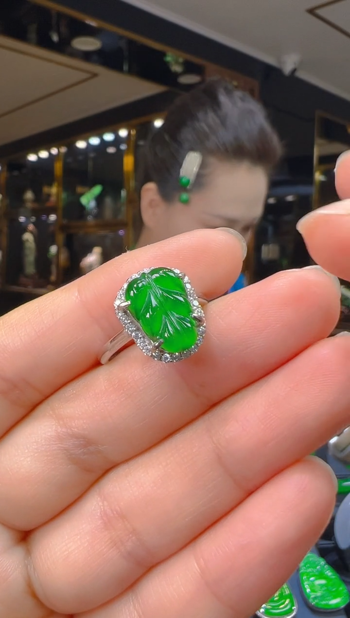 翡翠戒指银S925镶嵌015（多样性发其一）