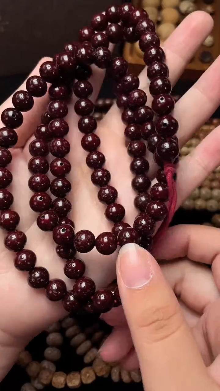 星月菩提吊坠精工级朱砂供正圆9长串（B）