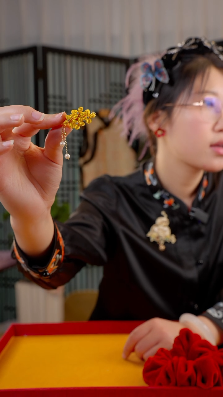 刺绣L*非遗绒花手工饰品