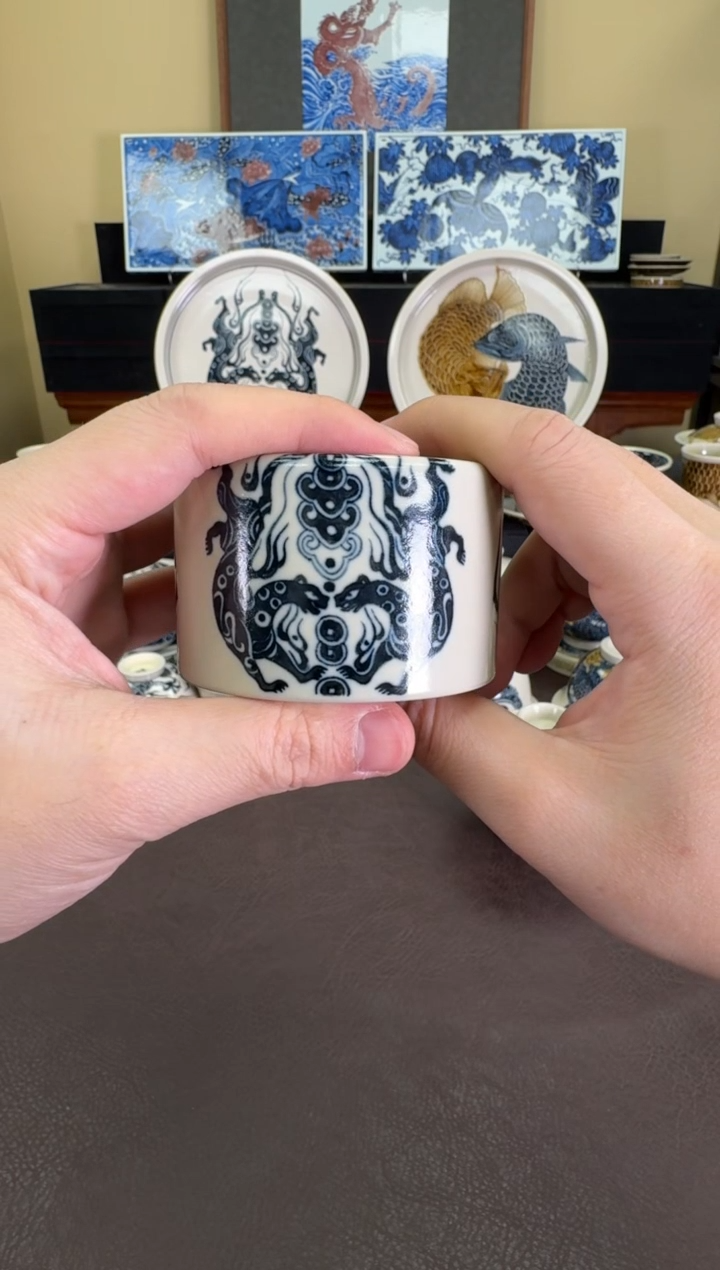 【闪购商品】二号釉金钱豹纹扳指杯