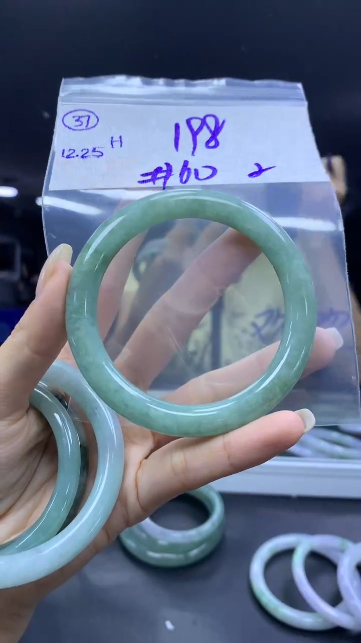 未镶嵌定制翡翠37手镯60纹+198元+拍一发一