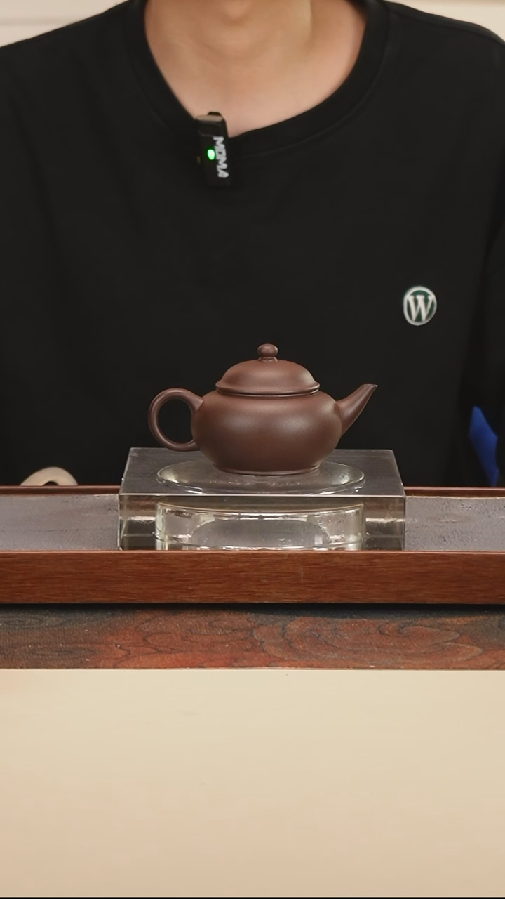 茶壶紫砂盔帽水平深井紫泥120cc内推孔