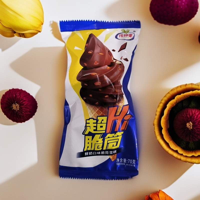 [5支装]伟艳美 超Hi脆筒（鲜奶口味脆筒雪糕） 70g/支雪糕同城送