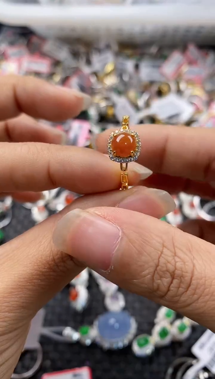 银S925镶嵌戒指翡翠444---1