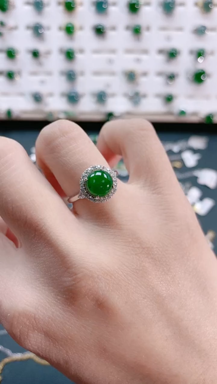 【闪购商品】翡翠戒指银S925镶嵌天然翡翠