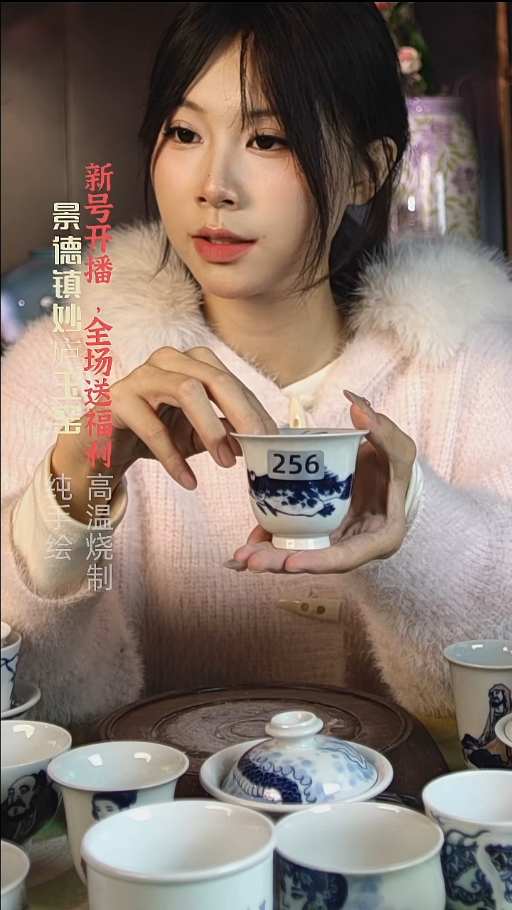 盘陶妙庐玉窑铃铛杯256微瑕