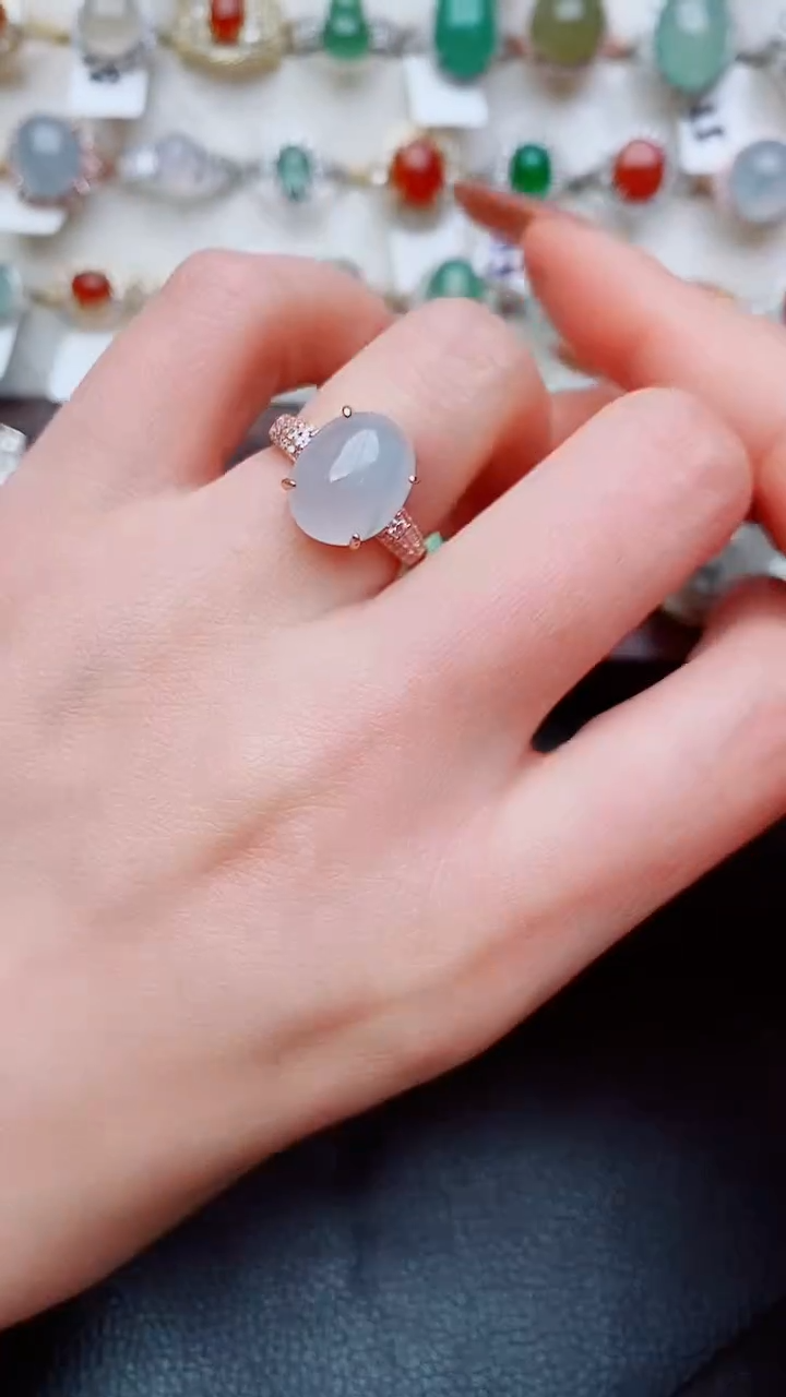 银S925镶嵌戒指翡翠...