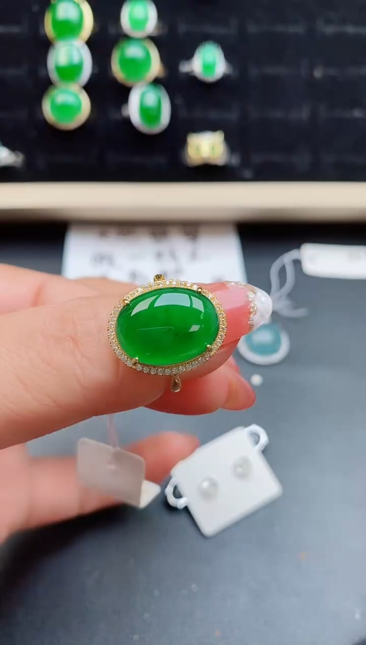 【闪购商品】翡翠戒指银S925镶嵌058080