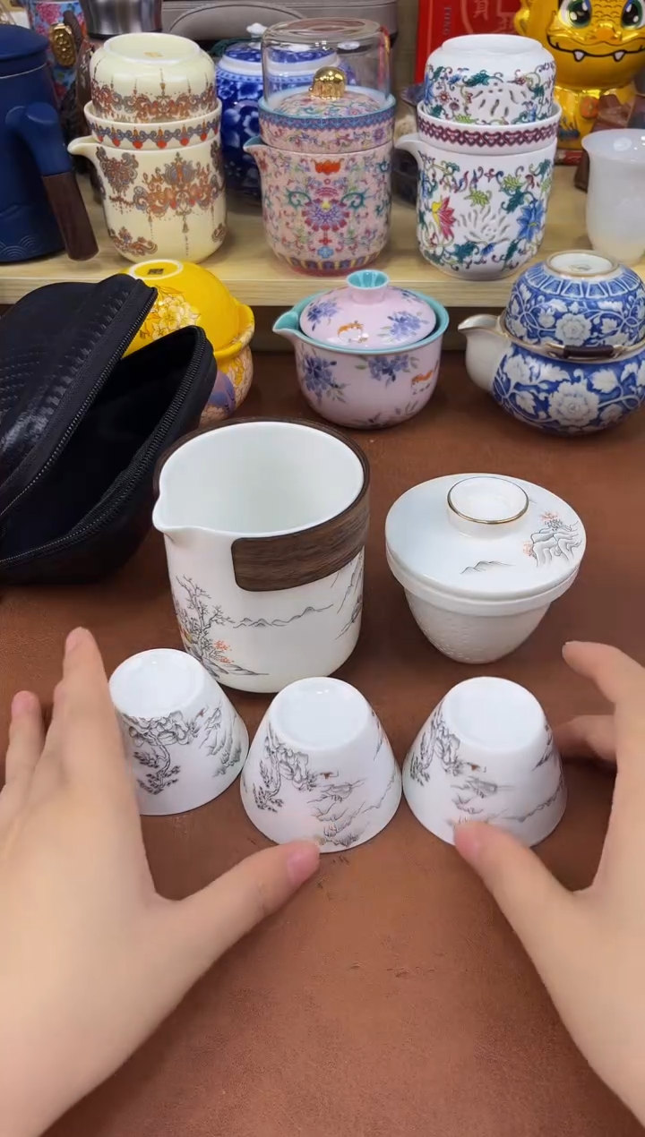 陶瓷茶具摆件旅行套组