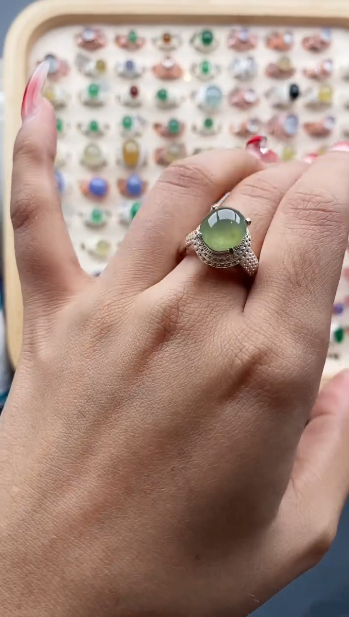 【闪购商品】翡翠戒指未镶嵌缅甸天然A货翡翠333   4-8