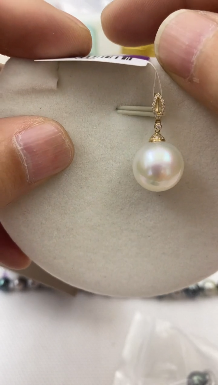 【闪购商品】海水珍珠吊坠(不含链)18K金镶嵌澳白吊坠14mm