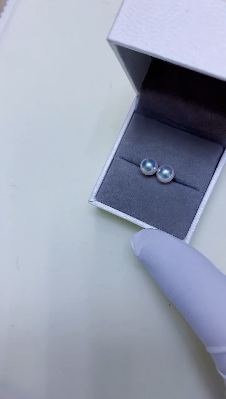 18K金镶嵌海水珍珠饰品7-7.5素钉定制