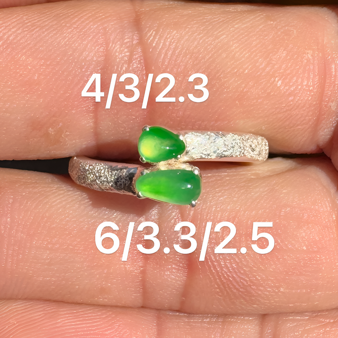 0115(小哪吒在源头)冰玻种翡翠炸光阳绿随形戒面干净杠味荧光M30