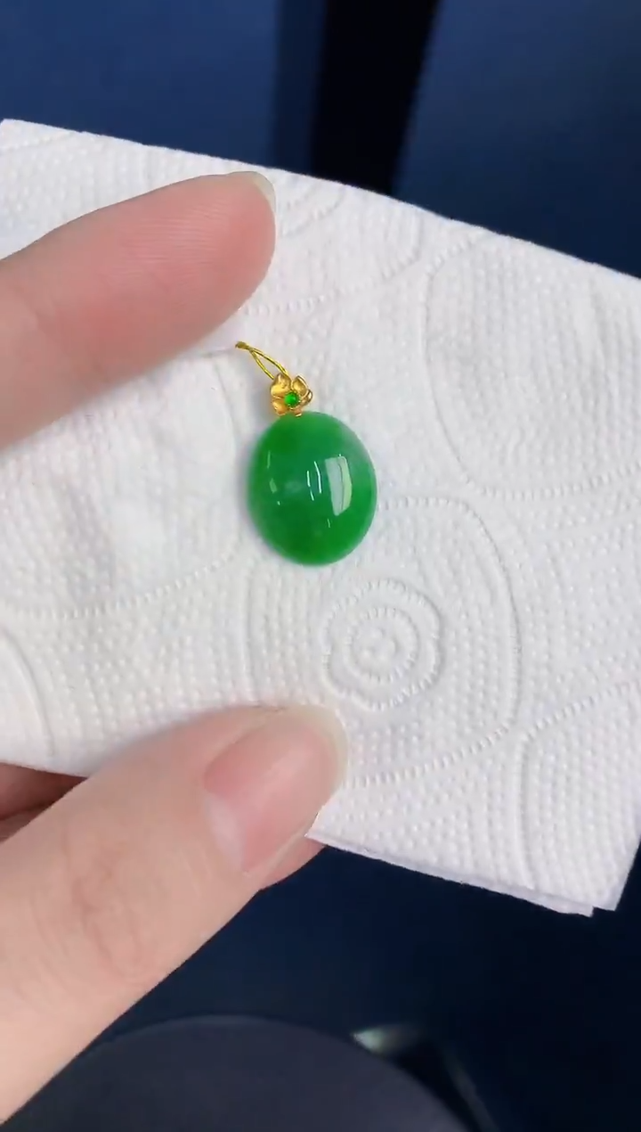 颈饰18K金镶嵌翡翠天然翡翠缅甸A货