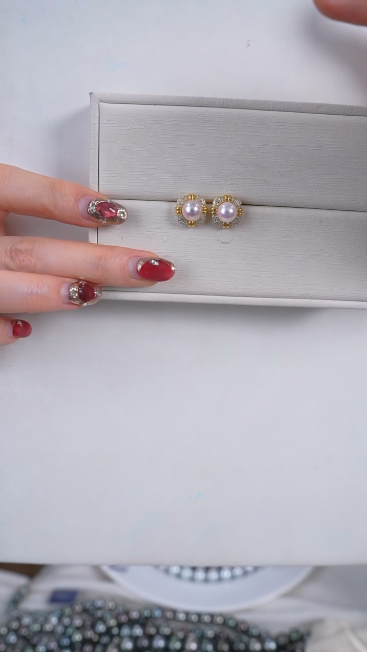 【闪购商品】海水珍珠耳饰银S925镶嵌8-8.5mm akoya耳饰