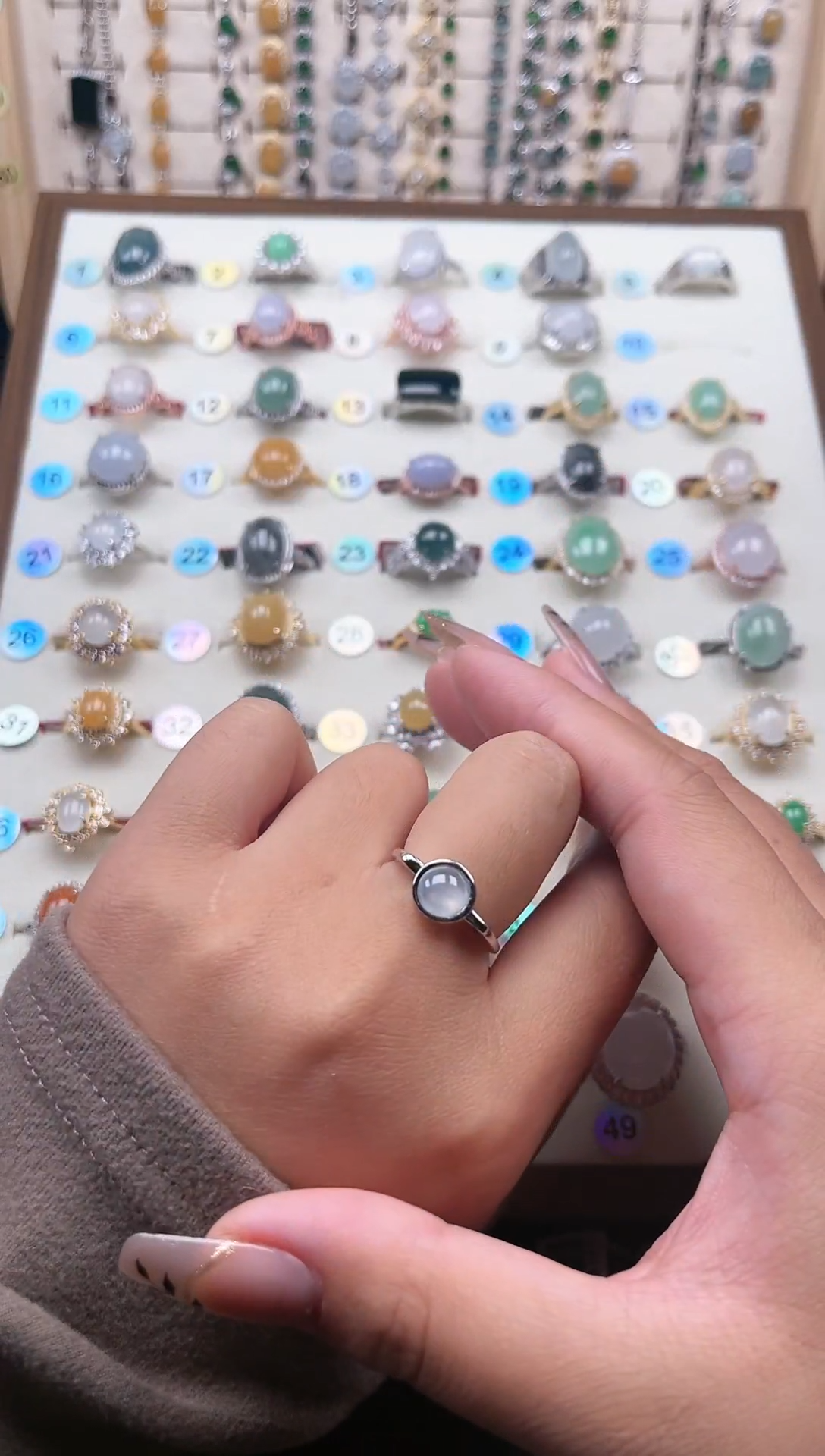 【闪购商品】翡翠戒指银S925镶嵌天然A货翡翠手链