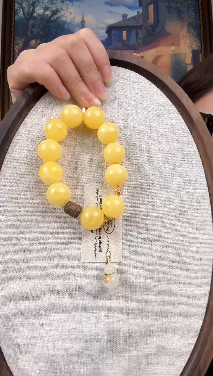 18K金镶嵌蜜蜡手链蜜蜡手串
