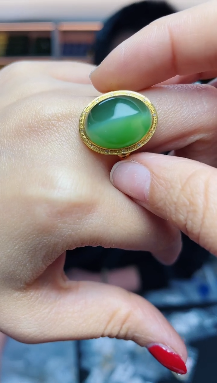 【闪购商品】和田玉`18K金镶嵌多样性发一件*客服备注圈口