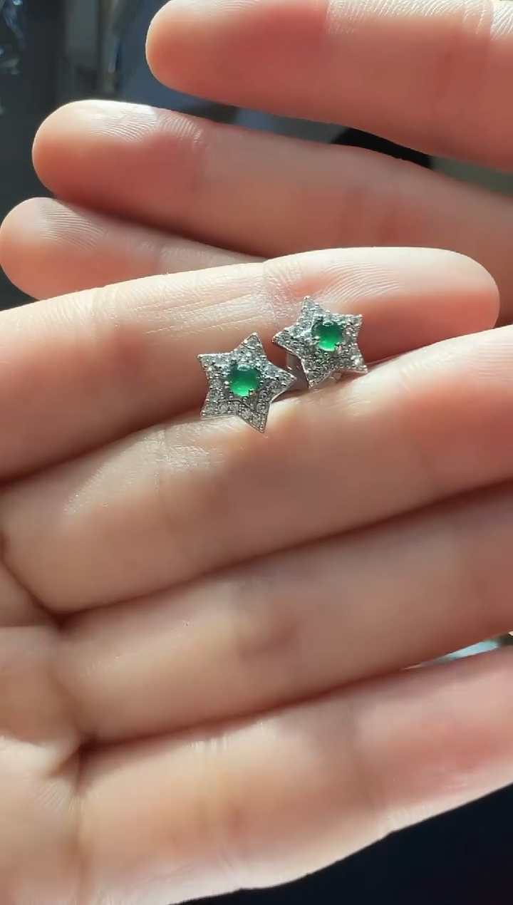 【闪购商品】翡翠耳饰银S925镶嵌34】多样性发其一