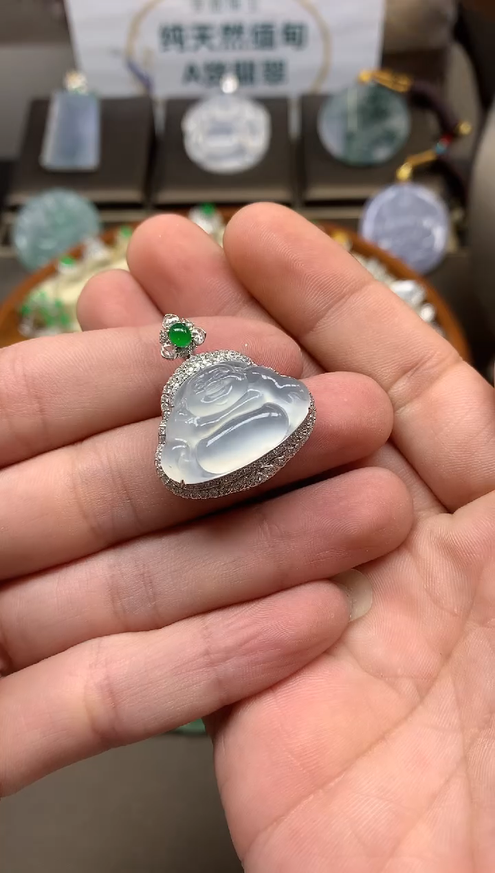 【闪购商品】翡翠吊坠(不含链)18K金镶嵌挂件