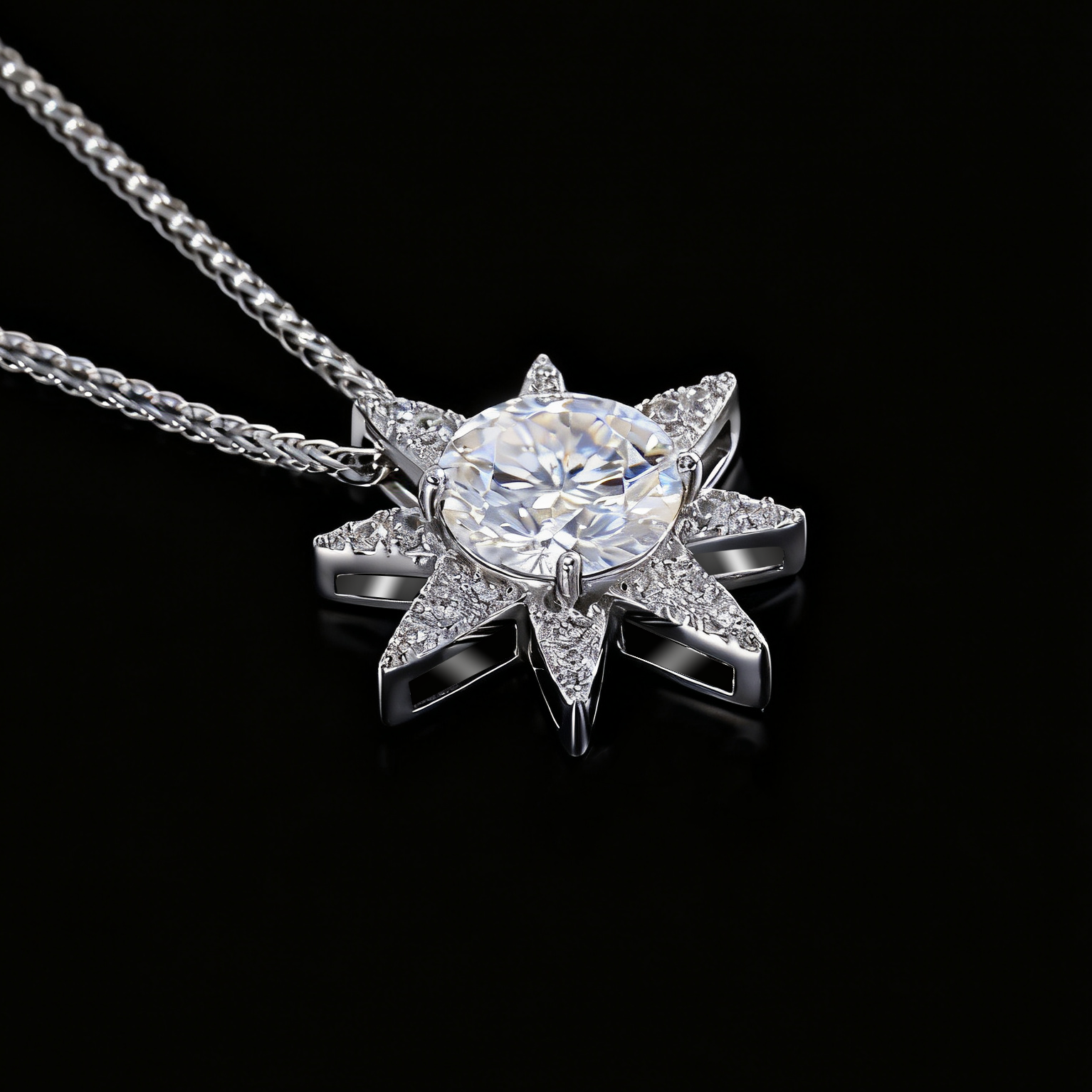 吊坠925银莫桑石 木木（M657）纯银2克拉莫桑单吊坠