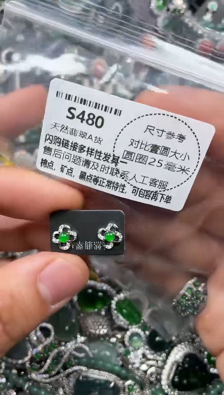 颈饰未镶嵌翡翠S480耳钉