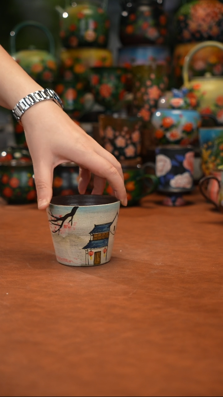 紫砂油画手绘釉下彩