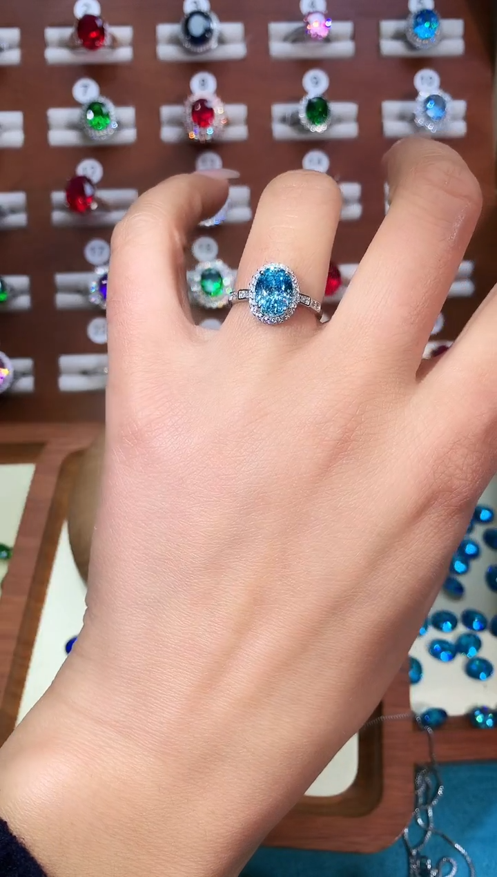 银S925镶嵌戒指碧玺79银色