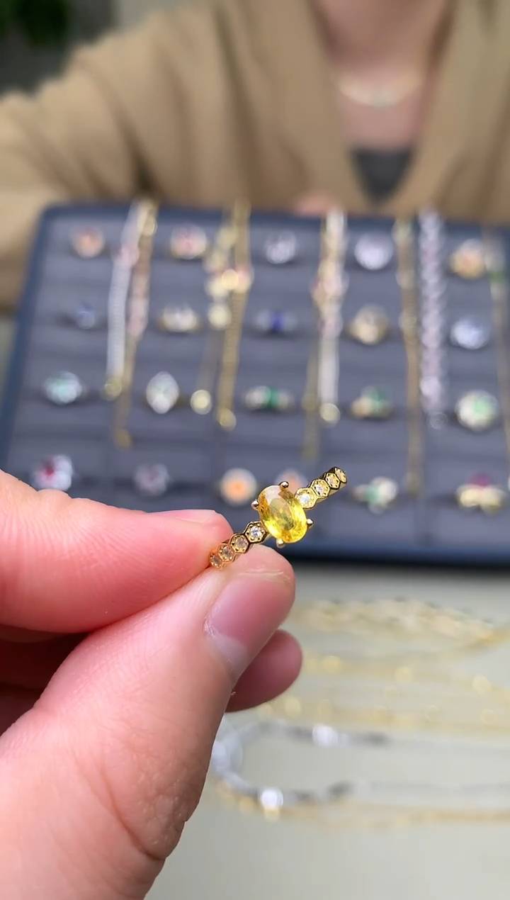 戒指蓝宝石银S925镶嵌戒指