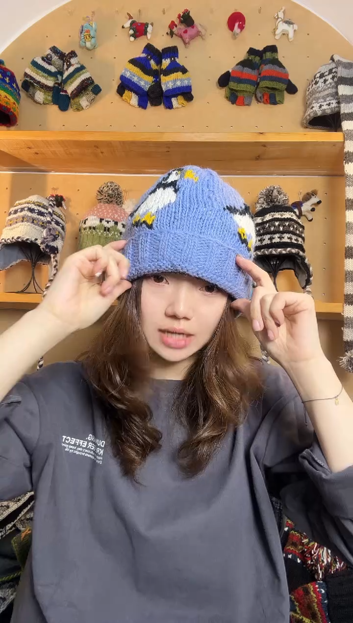 羊毛百分百纯手工帽子单球企鹅