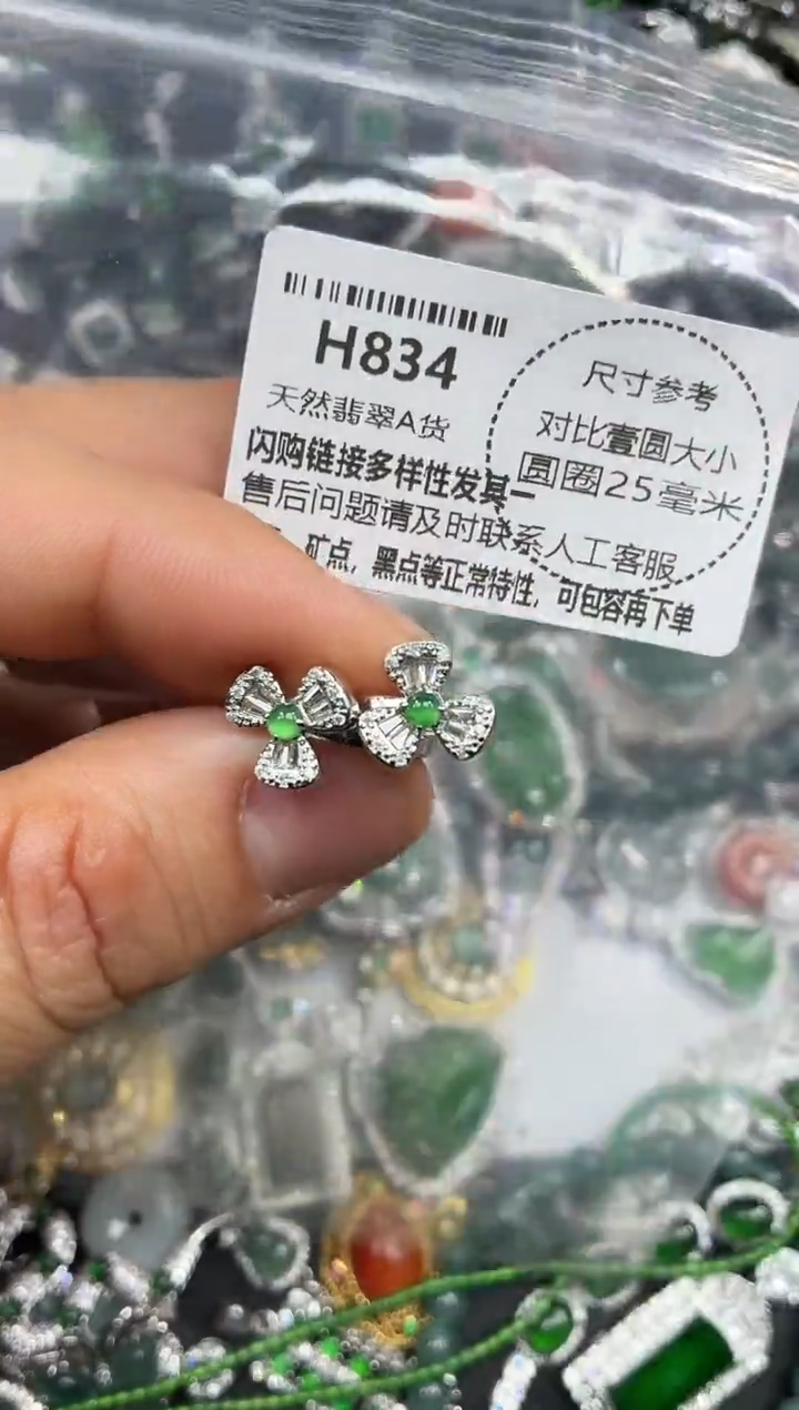 颈饰未镶嵌翡翠H834耳扣