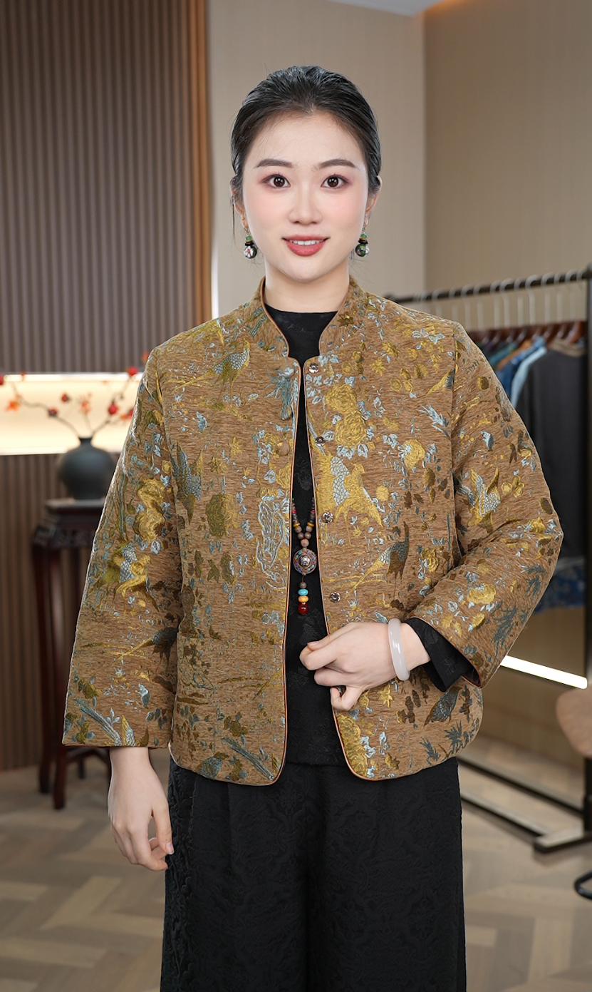 【冬日金秋】超级华丽的秋冬新款重工立体金丝刺绣棉服加厚外套