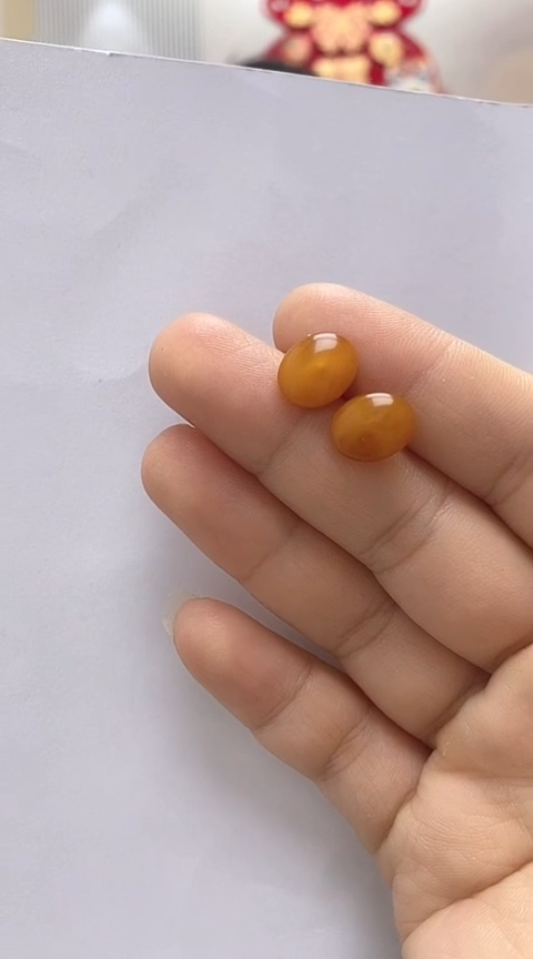 【闪购商品】琥珀裸石银S925镶嵌蜜蜡耳钉