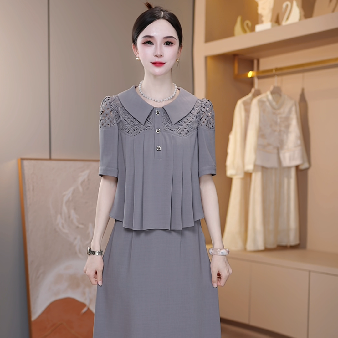 A155#{假两件}气质连衣裙2025春夏洋气显瘦时尚裙