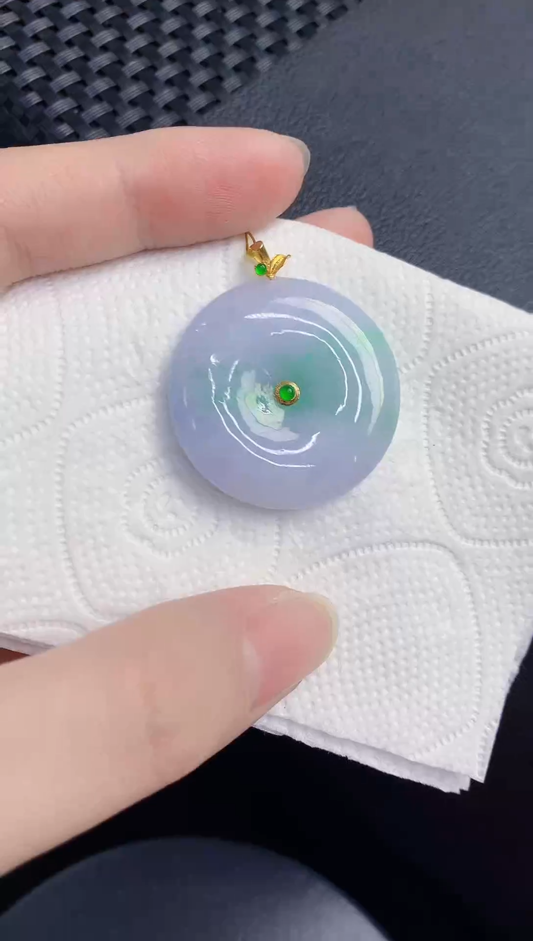 颈饰18K金镶嵌翡翠天然翡翠缅甸A货