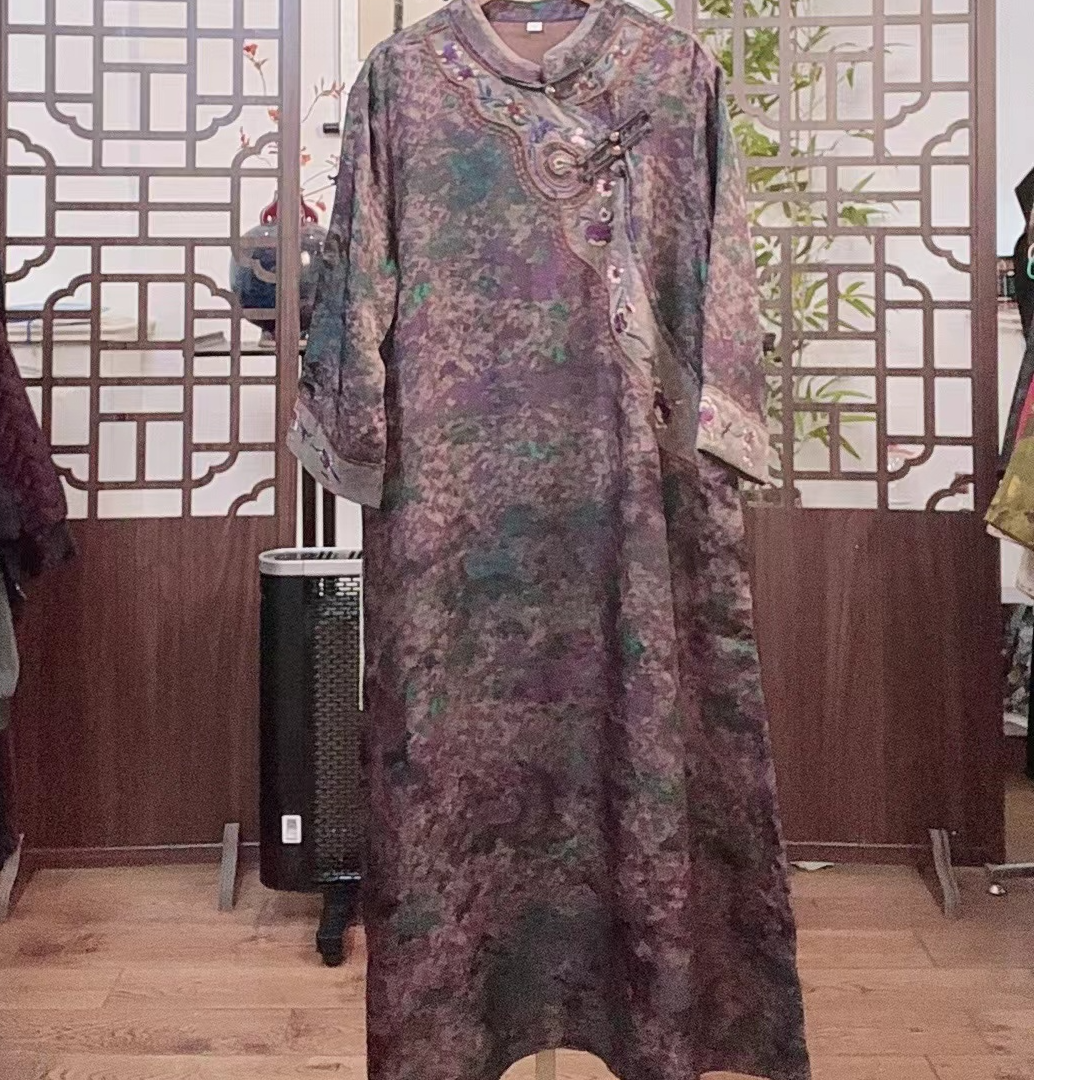 306【紫嫣】新款时尚减龄复古新中式女款显瘦连衣裙