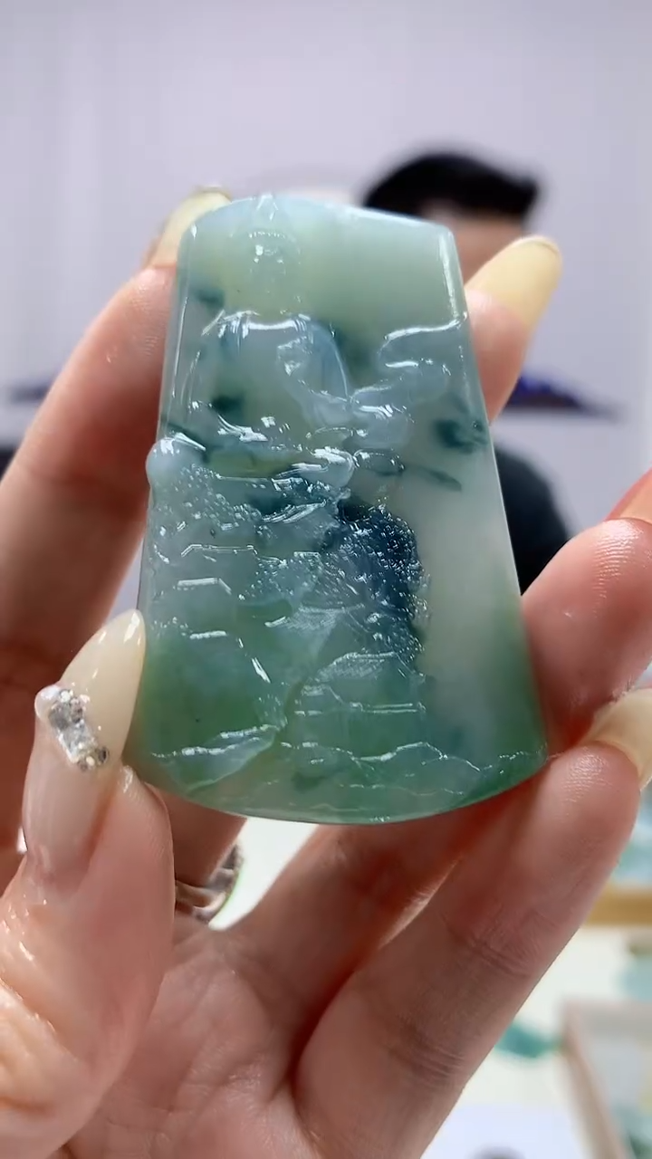 【闪购商品】定制翡翠未镶嵌3916DD-毛货挂件观音79