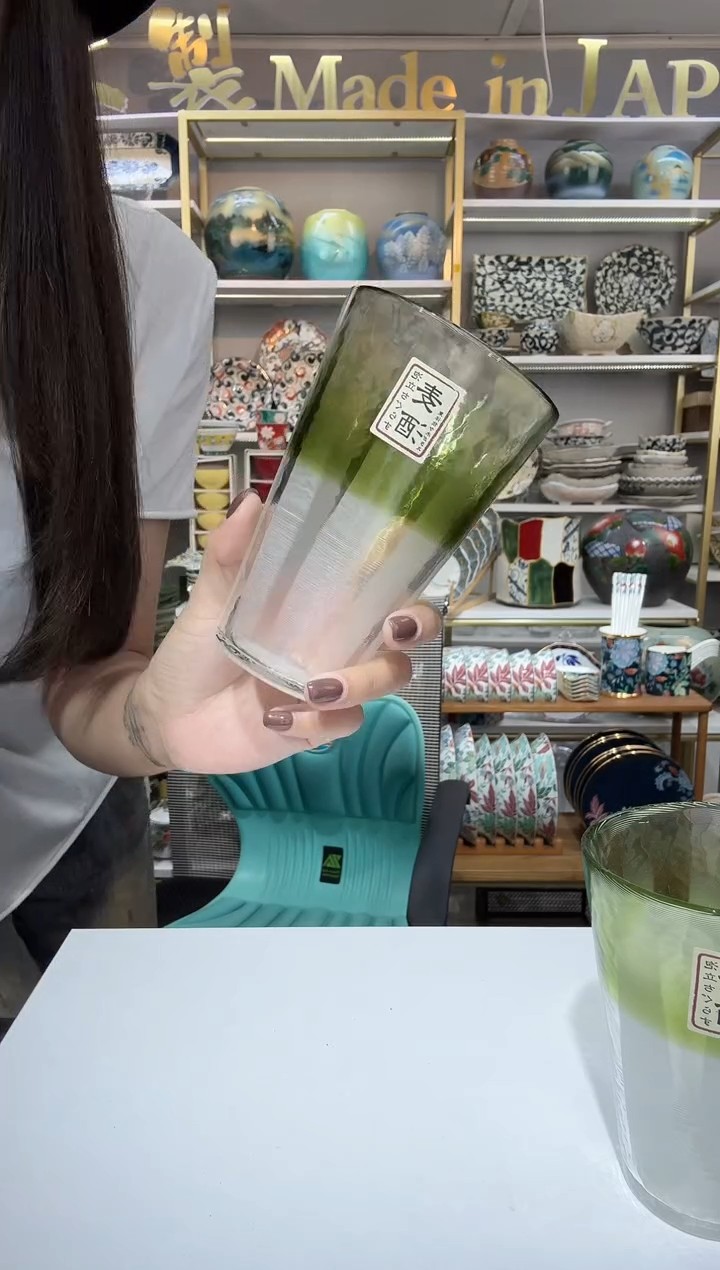 陶瓷400ml阔口杯-杯口淡绿一只