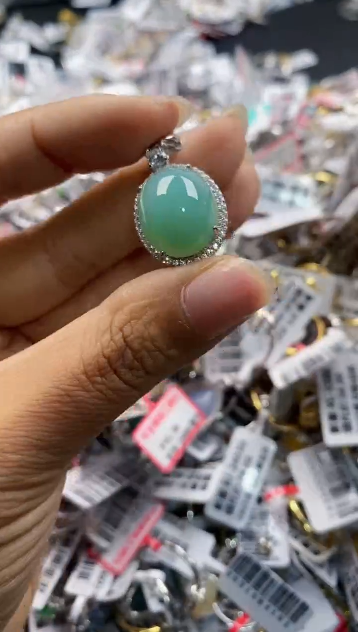 银S925镶嵌戒指翡翠7777----5